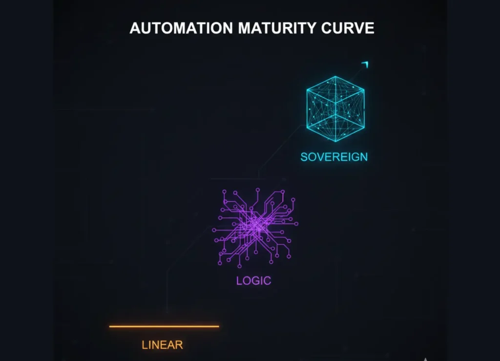 Comparison of a stressed office worker manually prompting a chatbot versus a calm architect managing an autonomous agent workflow.