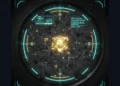 A futuristic sniper scope interface focusing on a single high-value lead, representing the efficiency of an AI Sales Agent compared to generic spam.