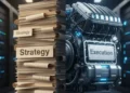 A conceptual comparison: Traditional Consulting represented as a stack of paper reports versus Automation Engineering represented as a running, code-based engine.