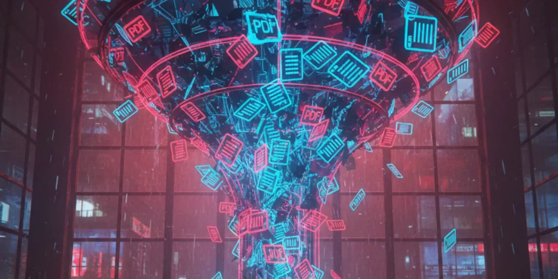 A visualization of an overwhelmed email inbox overflowing with unread resumes, illustrating the need for Automated Candidate Screening.