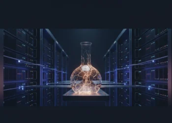 Chroma Database Alternative 2026 — cracked prototype flask surrounded by production server infrastructure representing the migration from local to distributed vector memory