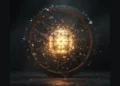 Abstract visualization of AI content repurposing, showing a golden gear breaking a grey hamster wheel, symbolizing the shift from manual labor to automated distribution.