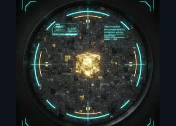 A futuristic sniper scope interface focusing on a single high-value lead, representing the efficiency of an AI Sales Agent compared to generic spam.