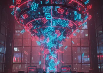 A visualization of an overwhelmed email inbox overflowing with unread resumes, illustrating the need for Automated Candidate Screening.