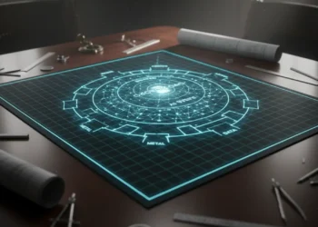 A complex blue-print schematic of Sovereign AI Architecture, showing the transition from fragmented SaaS apps to a unified, self-hosted infrastructure.